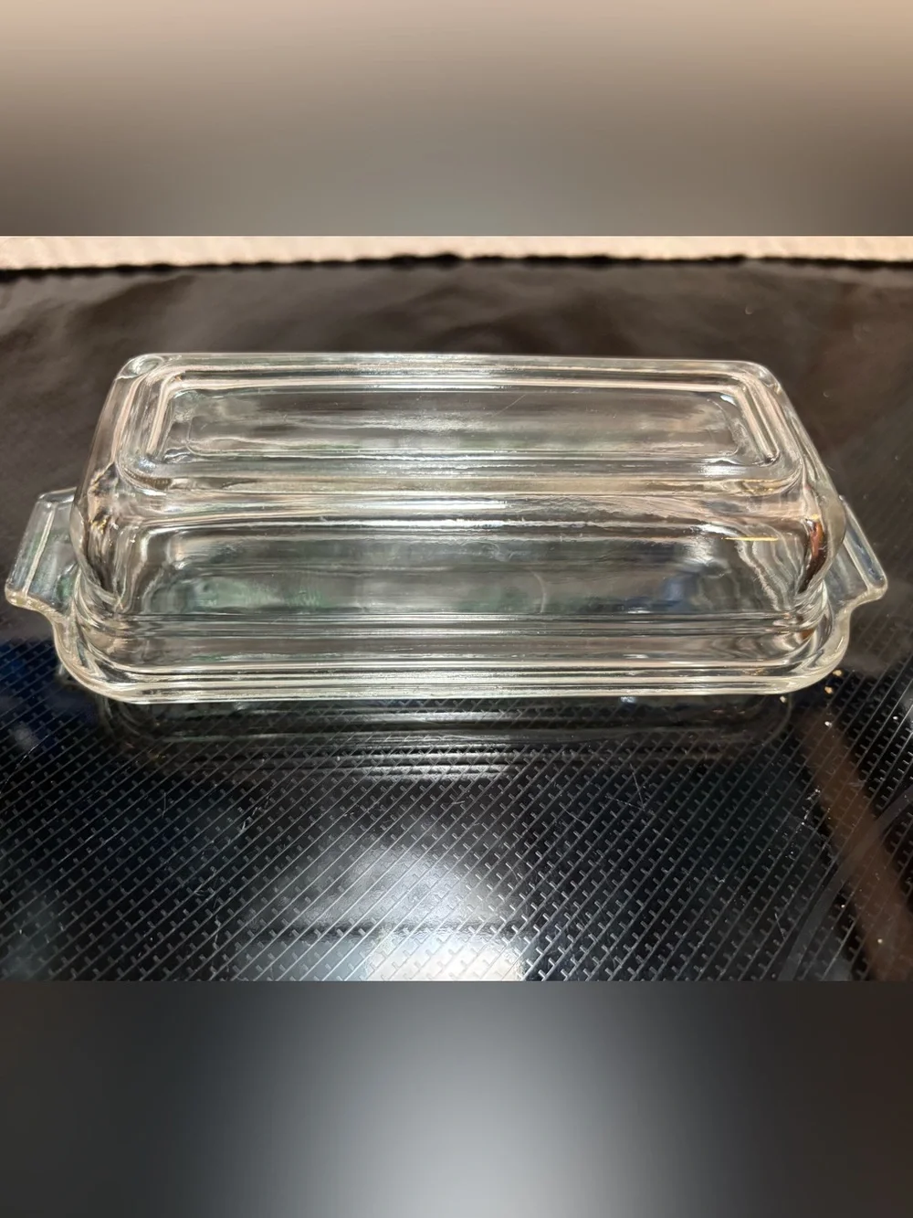 Vintage Art Deco Glass Butter Dish EUC